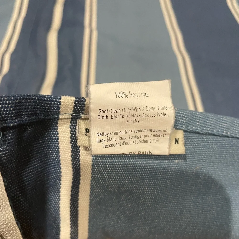 Pottery Barn Awning Stripe Outdoor Umbrella Round Tablecloth Blue 55